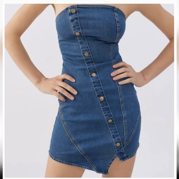 Urban Outfitters Denim Tube Mini Dress Indigo. Size Medium. New without tags. - Picture 1 of 9